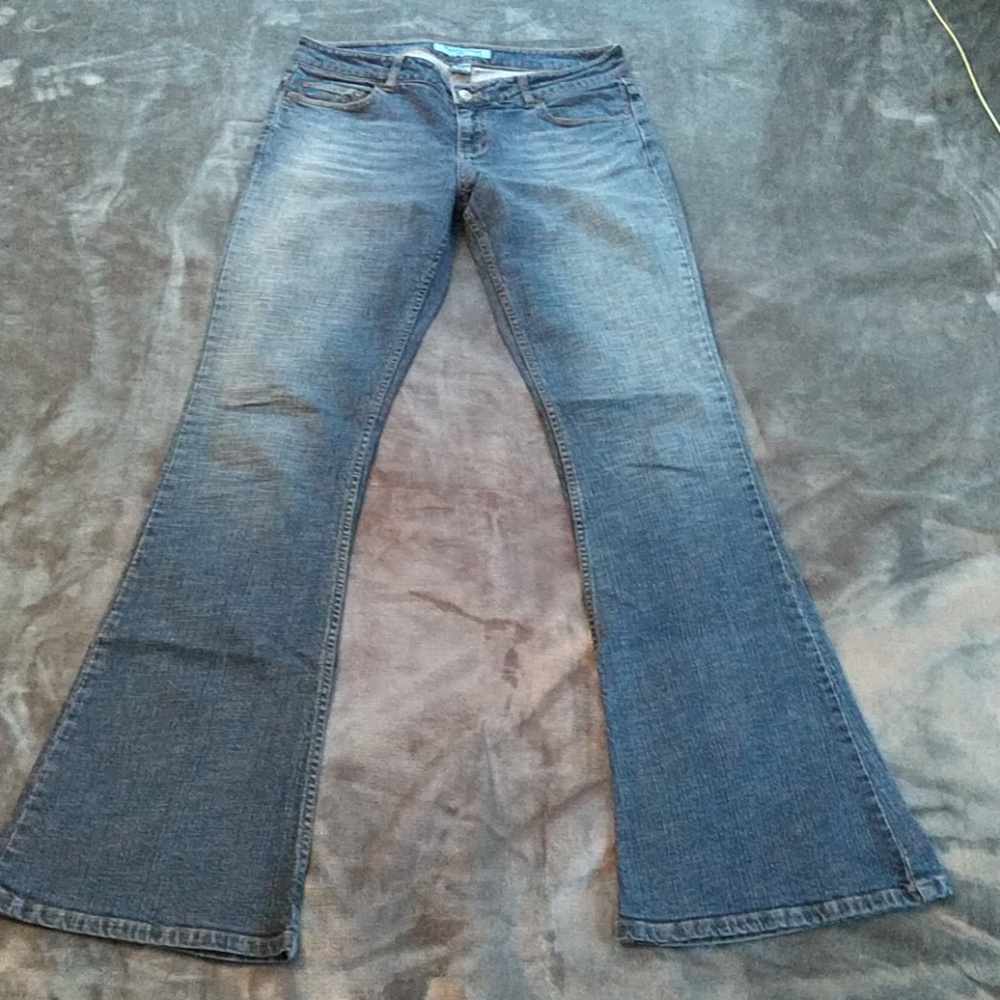 Extra long 5 pocket flare stretch jeans